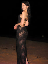 Halbtransparentes langes Camisole-Kleid mit Blumenmuster